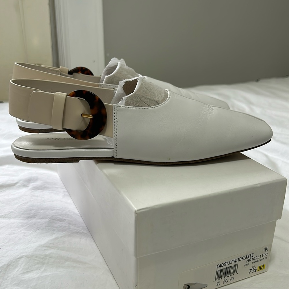 Vince Cadot white slingbacks 7.5M